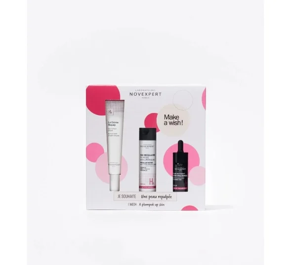 NOVEXPERT rinkinys veido priežiūrai su Hialurono rūgštimi ( veido kremas nuo raukšlių su HA, 40 ml; micelinis vanduo, 50ml; serumas su HA, 10ml)