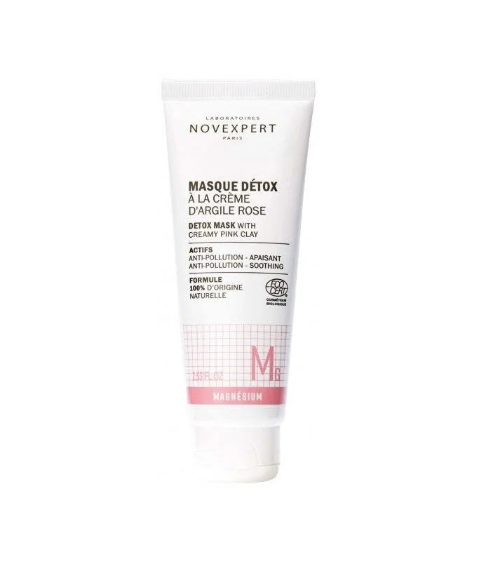 NOVEXPERT valomoji veido kaukė Detox su rožiniu moliu ir magniu, 75 ml