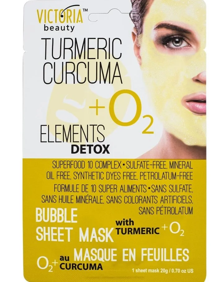 Victoria Beauty burbulinė lakštinė veido kaukė su ciberžolėmis + O2, 1vnt